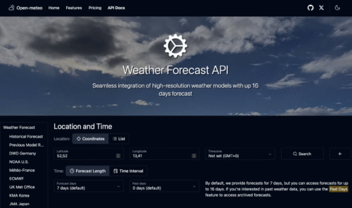 Open-meteo API interface